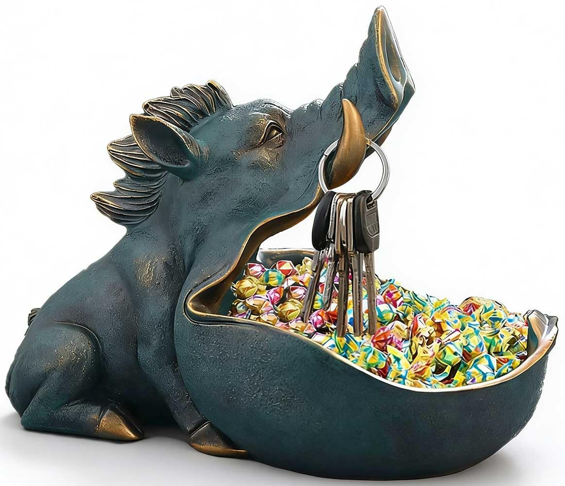 Amazon.com: CUZOKOLA Large Size Unique Wild Boar Staute Key Bowl